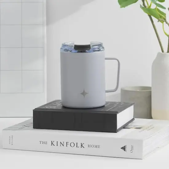 JoyJolt&reg; 12oz. Vacuum Insulated Tumbler With Lid & Handle Gray {4}