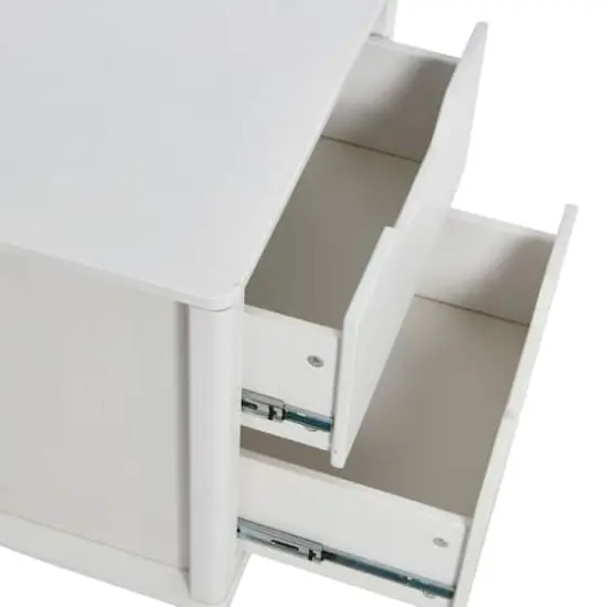 Hello Honey® 26" Yume Mid Century Modern Solid Wood Nightstand with 2 Storage Drawers White Finish {5}