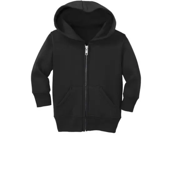 Port & Company&reg; Core Fleece Full-Zip Hooded Infant Sweatshirt Jet Black {1}