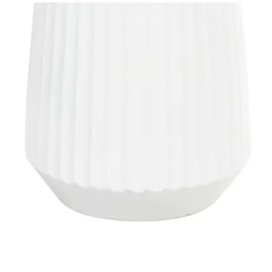 Large White Ribbed Resin Floor Vase {4}
