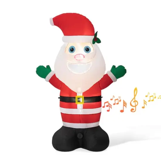 Glitzhome® 8ft. LED Lighted Musical Santa Inflatable Décor {1}