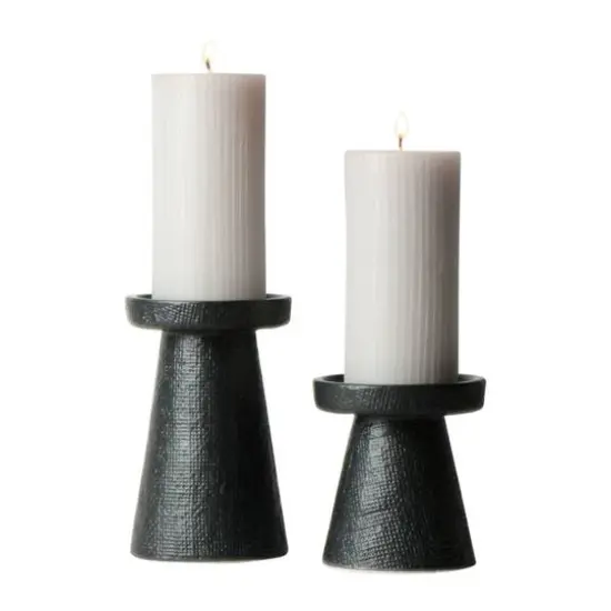 Hello Honey&reg; Stoneware Pillar & Taper Candle Holders Black {6}