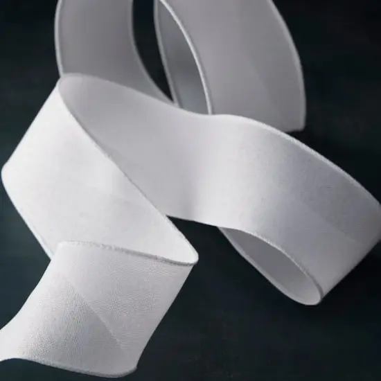 2.5" x 25ft. Faux Linen Wired Ribbon by Celebrate It&trade; D&eacute;cor White {5}