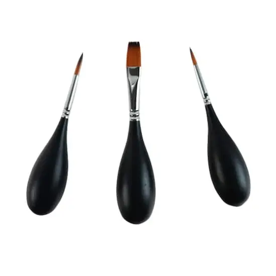 Mixed Media 3 Piece Egg-Shaped Round & Flat Paint Brush Set by Artist's Loft&reg; {1}