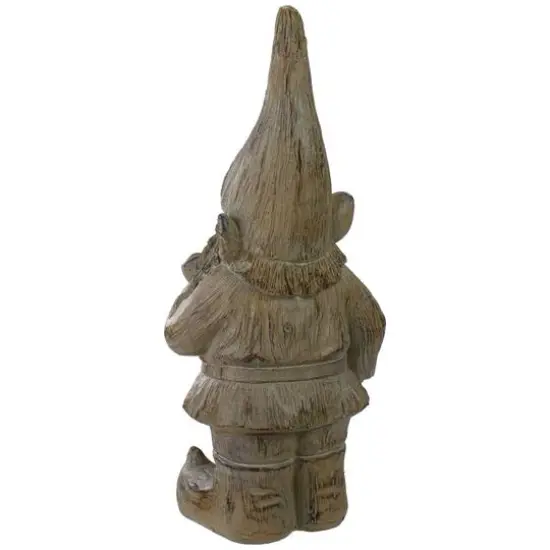 17.75" Gray Standing Gnome Outdoor Garden Statue {6}