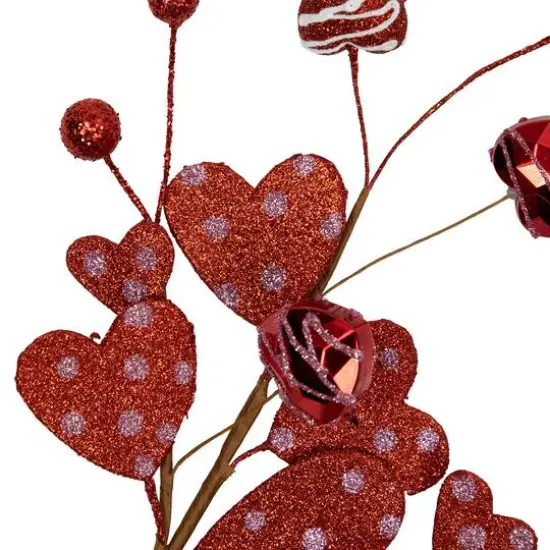 18" Red Shimmering Glitter Valentine's Day Heart Spray {5}