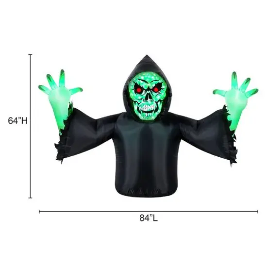 7ft. Airflowz Inflatable Halloween Ground Breaker Reaper {6}