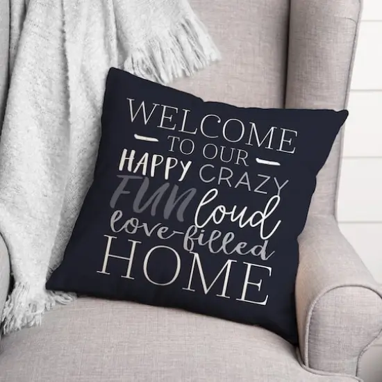 18" x 18" Love Filled Home Throw Pillow Navy {3}