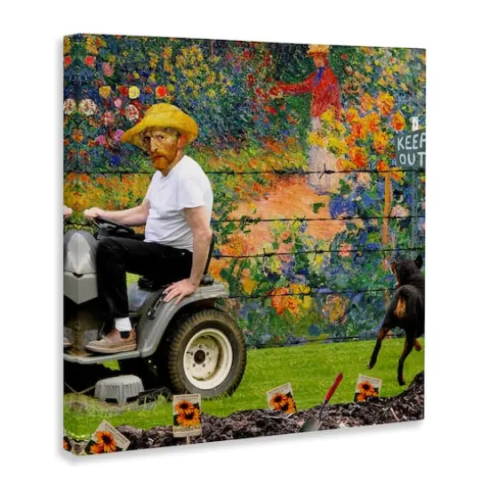 Stupell Industries Van Gogh Gardening Flowers Farmer Dog Collage Canvas Wall Art {4}
