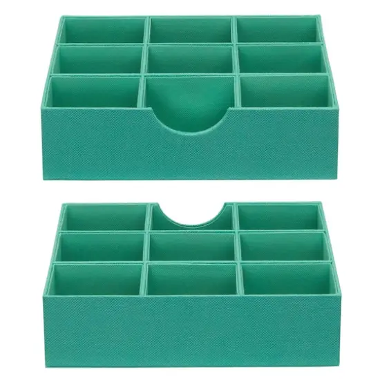 Household Essentials 9-Compartment Drawer Organizers, 2ct. Green {7}