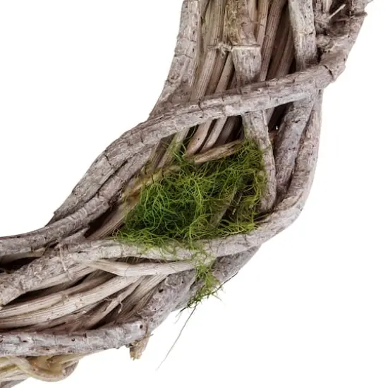 11" White Twig & Green Moss Spring Wreath {5}