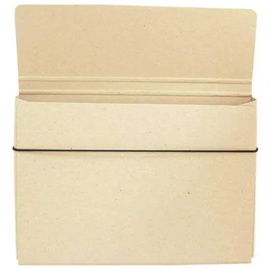 JAM Paper Strong Thin Portfolio Carrying Case with Elastic Band Closure Natural Kraft {5}