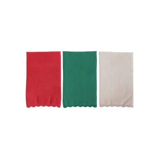 Hello Honey&reg; 28" Hand-Woven Cotton Waffle Tea Towel with Crocheted Trim Set {1}