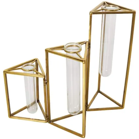 14.5" Gold Stainless Steel Test Tube Bud Vases {4}