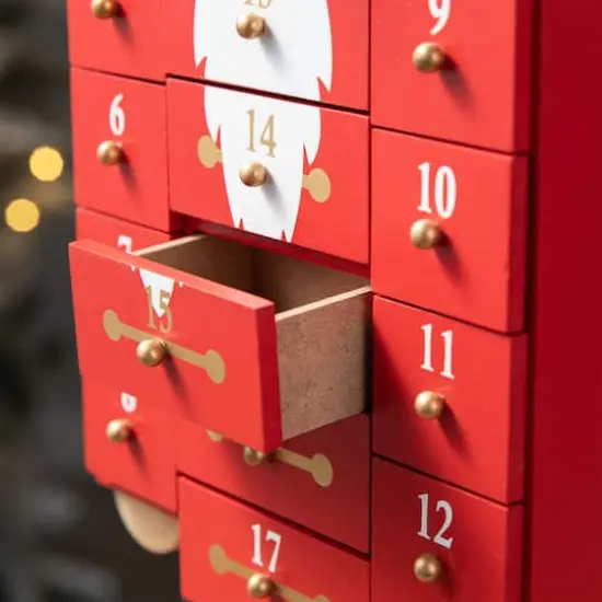 Glitzhome&reg; 17.25'' Wooden Christmas Nutcracker Countdown Calendar D&eacute;cor with Drawer {5}