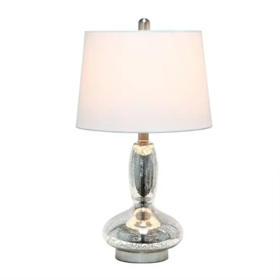 Lalia Home 23.5" Glass Dollop Table Lamp with White Fabric Shade Mercury {3}