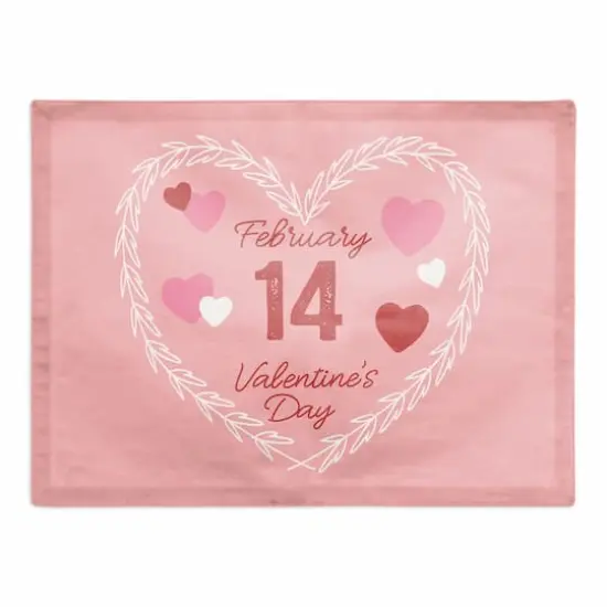 Valentine's Day Calendar Wreath Poly Twill Placemat {1}