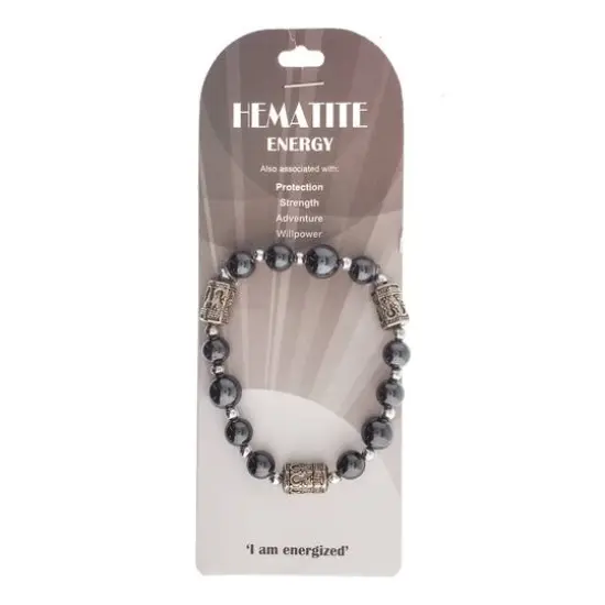 John Bead Hematite Black Natural Stone Stretch Bracelet Black No 74 {1}