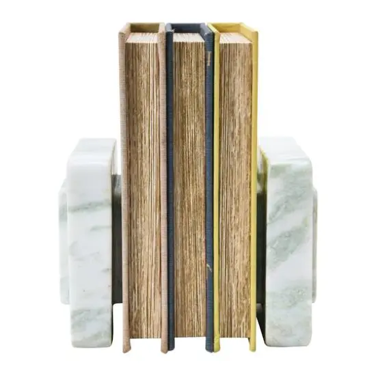 Hello Honey&reg; Square Marble Bookends Set Natural {6}