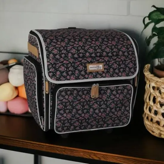 Everything Mary Floral Deluxe Collapsible Rolling Craft Bag {1}