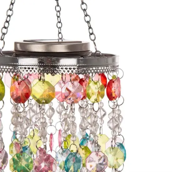 Glitzhome&reg; 18.75" Solar Lighted Hanging D&eacute;cor with Multicolored Acrylic Jewel Beads {7}