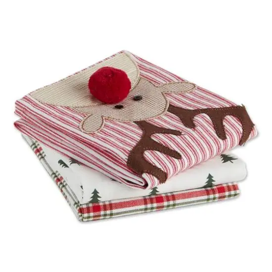 Assorted Reindeer Dishtowel (Set of 3) {3}