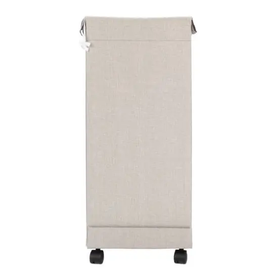Household Essentials Narrow Collapsible Laundry Hamper with Liner & Lid Silver {9}