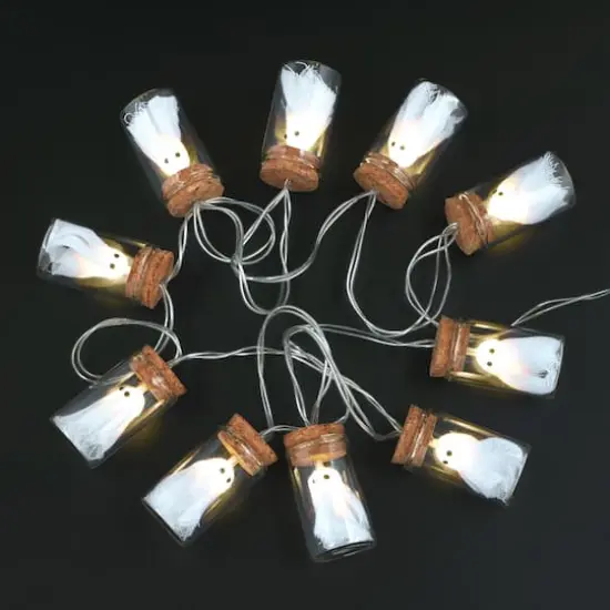 10ct. Warm White LED Glass Ghost Jar String Lights by Ashland&reg; {3}