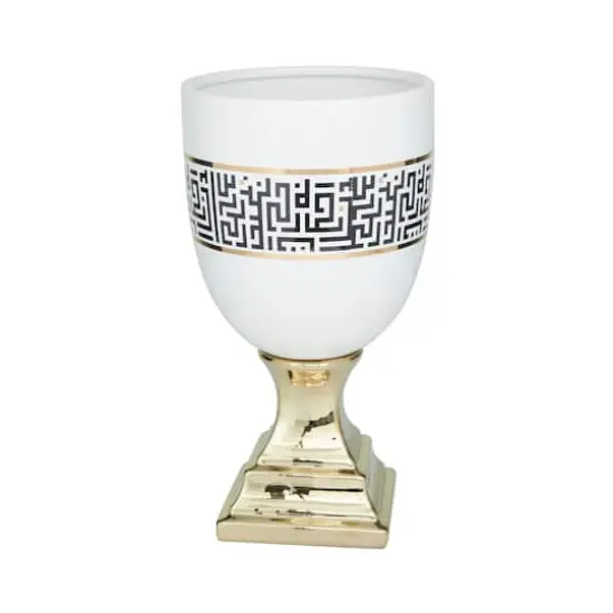 Gold Dolomite Glam Vase, 15" x 8" x 8" {1}