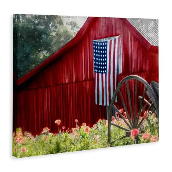 Stupell Industries Red Barn with American Flag Canvas Wall Art {4}