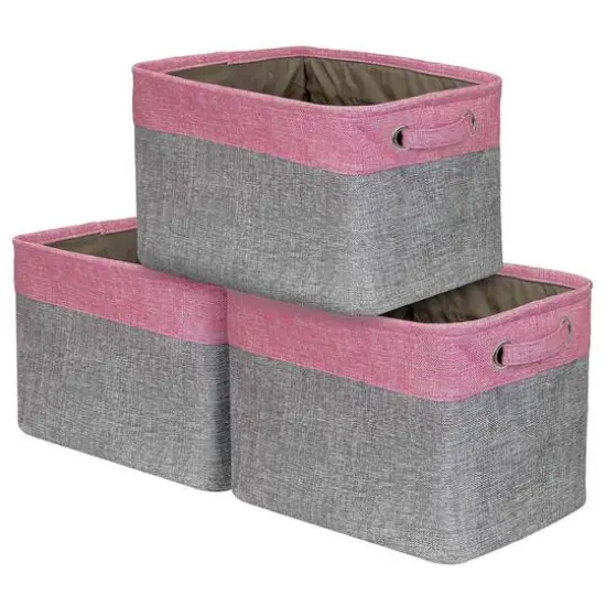 Sorbus 15" Twill Collapsible Storage Basket Set Pink {1}