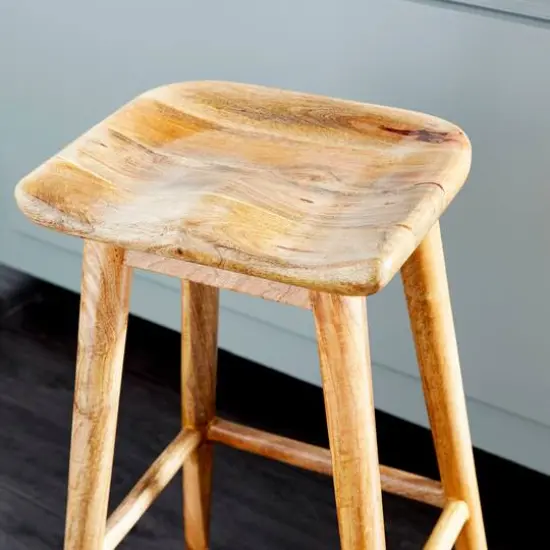 Brown Wood Contemporary Stool, 30" x 17" x 14" {10}