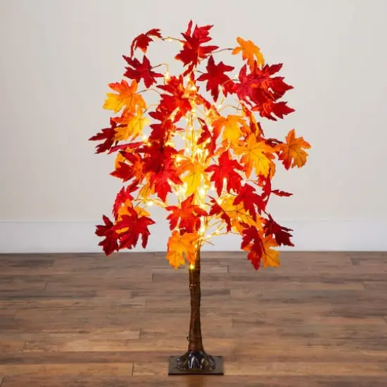 4ft. Pre-Lit Autumn Weeping Maple Artificial Fall Tree with 180 Warm White LED Lights {8}