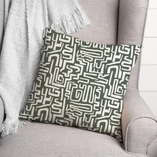 Wiggly Shapes Indoor/Outdoor Pillow Sage {3}