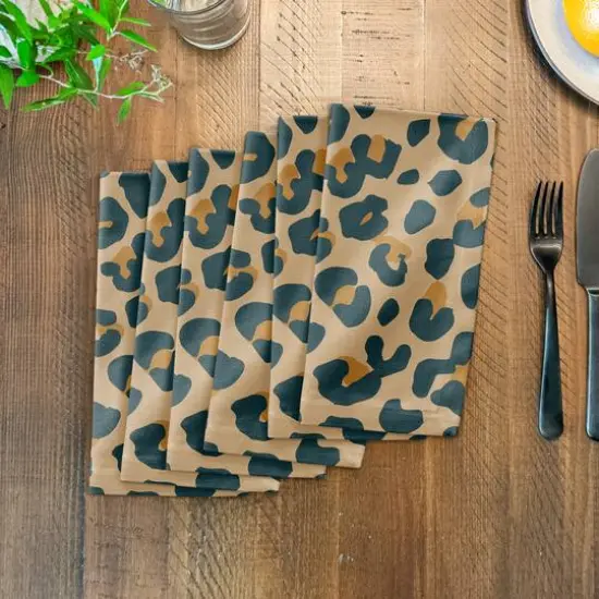 Leopard Cotton Twill Napkin Beige {4}