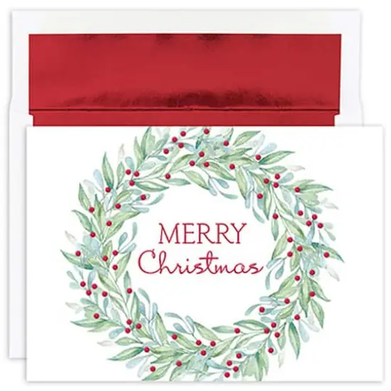 JAM Paper Simple Wreath Cards & Matching Envelopes Set, 18ct. {1}