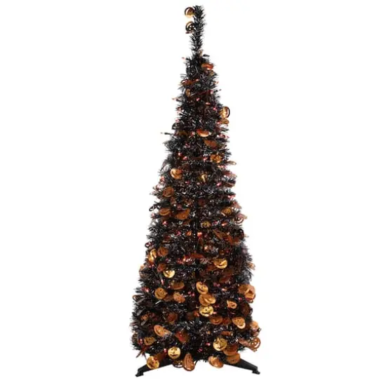 4ft. Fall Harvest Pop Up Artificial Thanksgiving Tree with Pumpkins, Orange Lights {1}