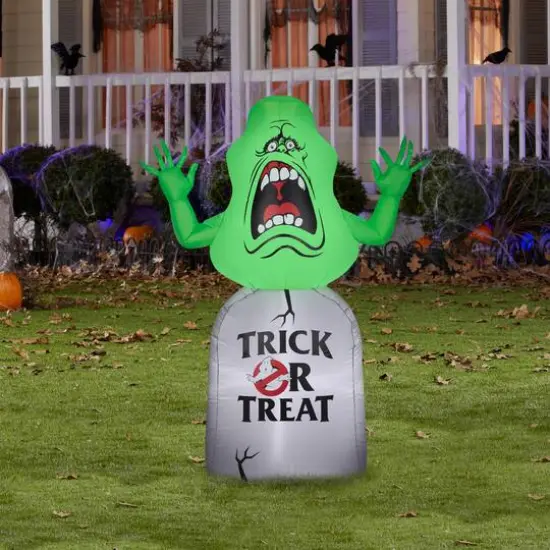 5ft. Airblown&reg; Inflatable Halloween Ghostbusters Slimer on Tombstone {3}
