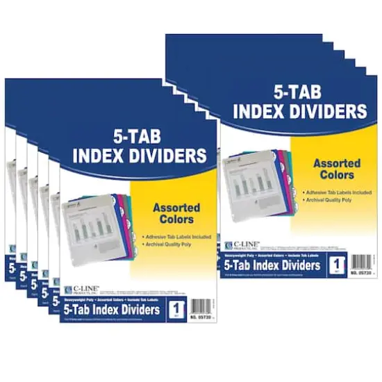 C-Line&reg; 5-Tab Poly Index Dividers, 12 Pack of 5 {1}