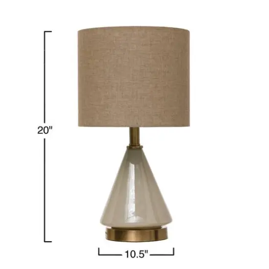 Hello Honey&reg; 20" Cream Glass Table Lamp with Linen Shade {4}