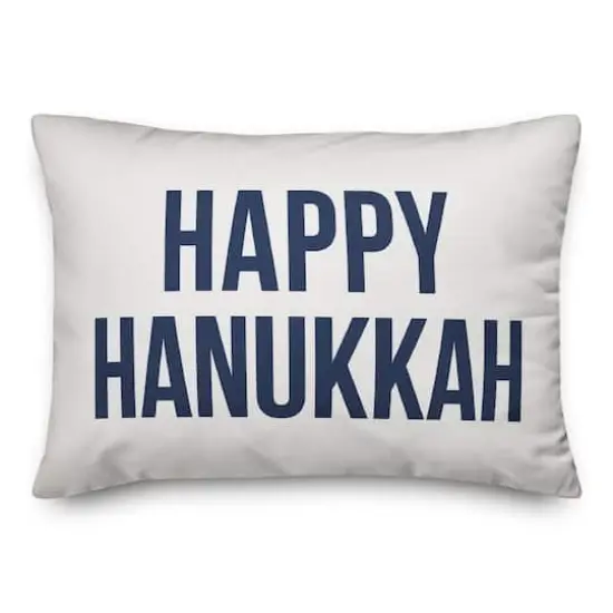 Happy Hanukkah - White 14x20 Spun Poly Pillow {1}