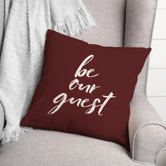 18" Be Our Guest Throw Pillow Maroon {3}