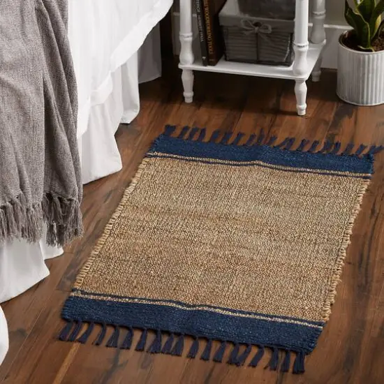 DII&reg; French Blue With Natural Jute Stripes Hand-Loomed Rug, 2ft. x 3ft. {8}