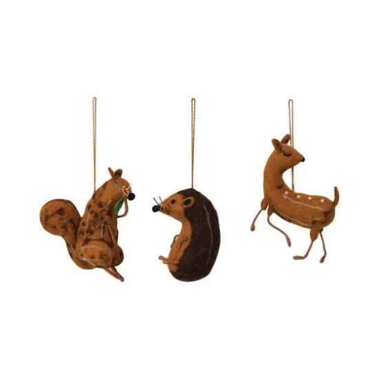 Hello Honey® Handmade Wool Felt & Wire Woodland Animal Ornament Set {1}