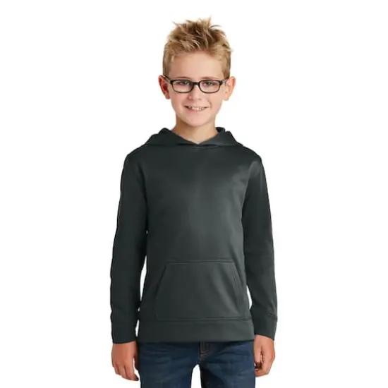 Port & Company® Youth Performance Fleece Pullover Hooded Sweatshirt Jet Black {4}