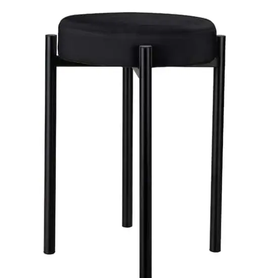 Home Details 18" Velour Vanity Stool Black {8}