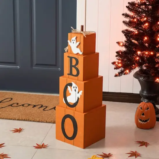 Glitzhome&reg; 25.5" Double-Sided Wood Fall & Halloween Porch D&eacute;cor {6}