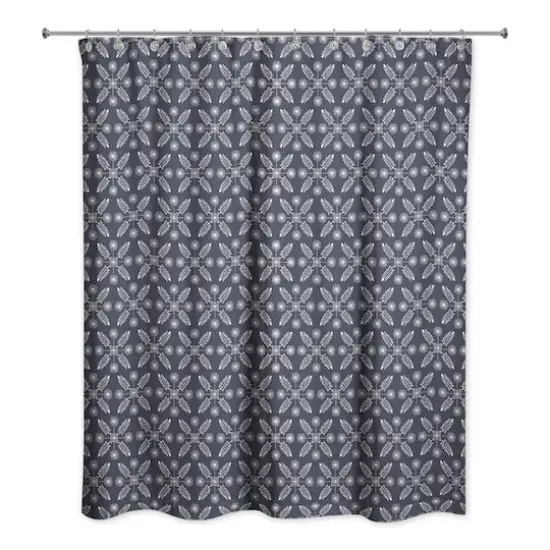 Starry Leaves Shower Curtain Navy {3}