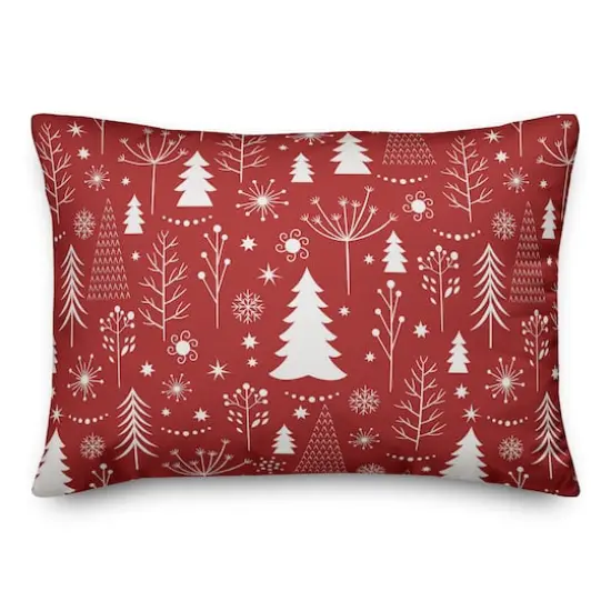 Red Winter Tree Throw Pillow {1}