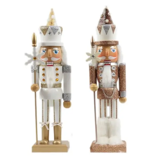 Santa's Workshop 15" Silver and Gold Snowflake Soldier Nutcracker Set {3}